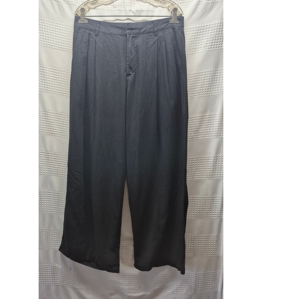 GAP Womens Sz 14 Wide Leg Pants Charcoal Gray Heathered High Rise Easy Trousers